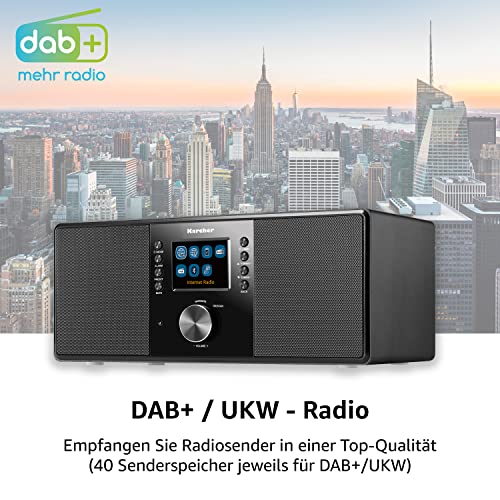 Karcher DAB 7000i Internetradio (DAB+ / UKW-RDS, WLAN & Bluetooth, USB-Anschluss, AUX-IN, Wecker mit Dual-Alarm) schwarz - 2