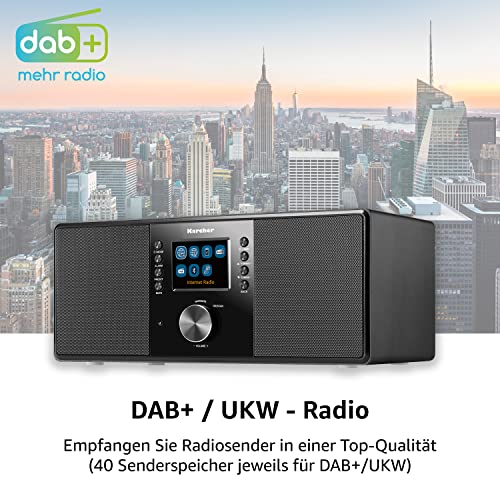 Karcher DAB 7000i Internetradio (DAB+ / UKW-RDS, WLAN & Bluetooth, USB-Anschluss, AUX-IN, Wecker mit Dual-Alarm) schwarz - 2