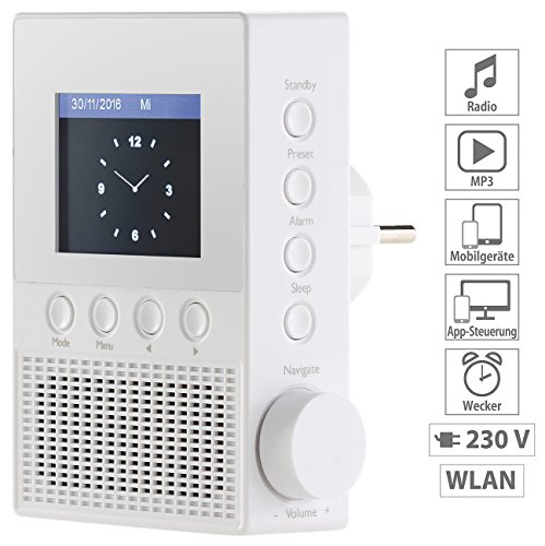 VR-Radio Steckdosenradio: Steckdosen-Internetradio IRS-300 mit WLAN, 6,1-cm-Display, 6 Watt (Steckdosenradio WLAN) - 4