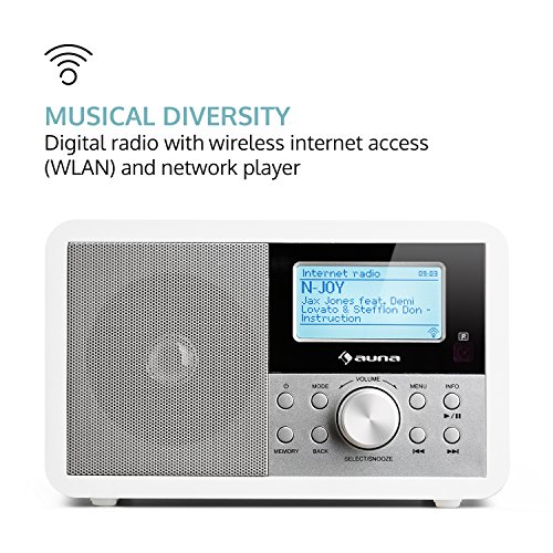 auna Worldwide • Internetradio • Digitalradio • WLAN-Radio • Netzwerkplayer • DAB/DAB+ Tuner • UKW/MW-Empfänger • MP3-USB-Port • Wecker • Sleep-Timer • LCD-Display • Fernbedienung • Weiß - 3